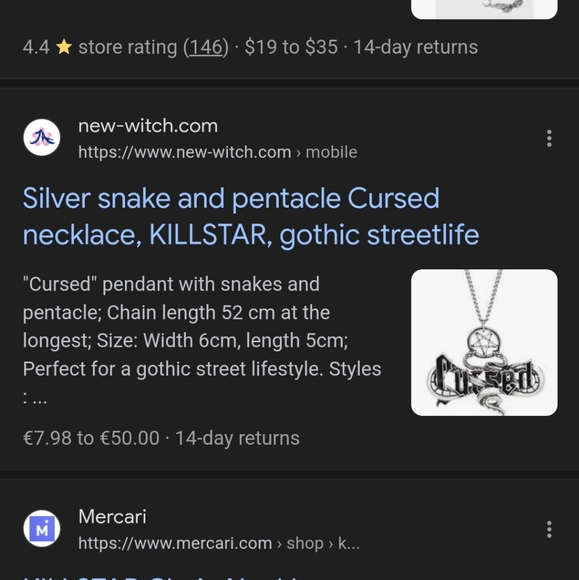 Killstar Cursed Serpent Pentagram Necklace - 16" - Picture 5 of 6